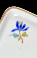 Herendi virágmintás porcelán csontos tál. Kézzel festett,  jelzett, hibátlan. 13x13 cm