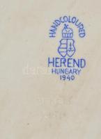 Herendi virágmintás porcelán csontos tál. Kézzel festett,  jelzett, hibátlan. 13x13 cm