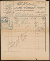 1888 Dick József divatáru és posztókereskedésének fejléces számlája 1 Kr okmánybélyeggel