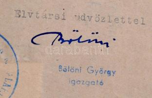 Bölöni György aláírása levélen + Jáky Jetts Gyula levele Herczeg Ferencnek
