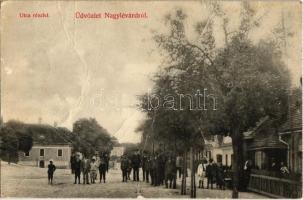1915 Nagylévárd, Velké Leváre; utcakép / street view (fa)
