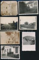 cca 1930-1940 Régi vasútállomások, 7 db fotó, egy részük hátulján feliratozva, különböző méretben