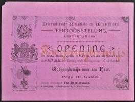 1883 Nemzetközi gyarmati kiállítás sorszámozott belépő / International Colonial Expo numbered entry ticket.