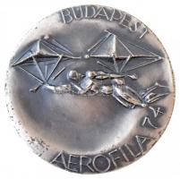Kiss Nagy András (1930-1997) 1974. Budapest Aerofila 74 / Nemzetközi Légiposta Bélyegkiállítás ezüstözött Br emlékérem (40mm) T:2