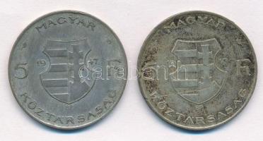 1947. 5Ft Ag "Kossuth" (2x) T:2-,3 patina