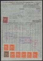 1930 Bp., Egyesült Izzólámpa és Villamossági Részvénytársaság fejléces számlája okmánybélyegekkel