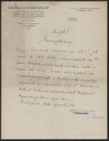 1910 Bp., Vadász és Versenylap fejléces levélpapírjára írt bizonyítvány