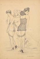 Jelzés nélkül: Erotikus grafikák, 11 db, Ceruza, papír, 21×30 cm