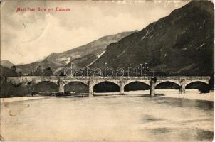 Tolmin, Tolmein, Tolmino; Most crez Soca / Isonzo bridge (surface damage)