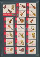 40 db német gyufacímke 2 db kartonlapra ragasztva hangszer témában