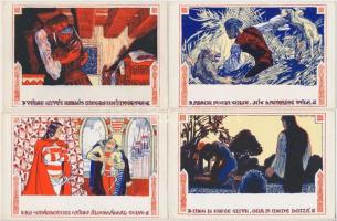 Fáy Aladár iparrajziskolai tanár rajzsorozata Arany János "Toldi"-jához - 12 darabos képes...