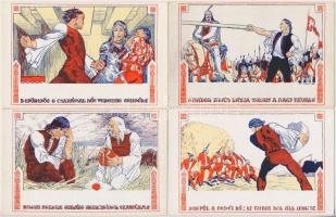 Fáy Aladár iparrajziskolai tanár rajzsorozata Arany János "Toldi"-jához - 12 darabos képes...