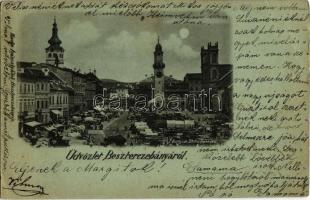 1899 Besztercebánya, Banská Bystrica; Piac árusokkal a Fő téren / market with vendors on the main square (EK)