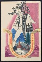 cca 1930-1940 Légrády Sándor és Bozó Gyula grafikusok által tevezett képeslapok és kártyák. Össz 20 ...