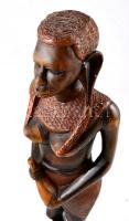 Afrikai bennszülött női  figura, faragott fa, kis karcolásokkal, m:48  cm