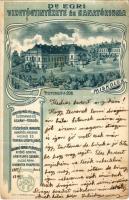 1905 Miskolc, Dr. Egri Vízgyógyintézete és Szanatóriuma reklámlapja. Vadász M. Műintézete Art Nouveau, litho (fa)