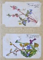 85 db RÉGI virágos képeslap sorozat albumban / 85 pre-1945 flower postcard series in album