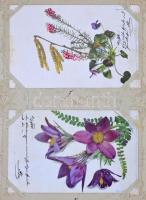 85 db RÉGI virágos képeslap sorozat albumban / 85 pre-1945 flower postcard series in album