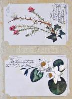 85 db RÉGI virágos képeslap sorozat albumban / 85 pre-1945 flower postcard series in album
