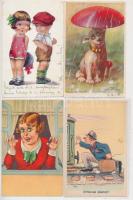 6 db RÉGI humoros grafikai motívumlap / 6 pre-1945 humorous graphic art postcards