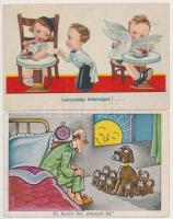 6 db RÉGI humoros grafikai motívumlap / 6 pre-1945 humorous graphic art postcards