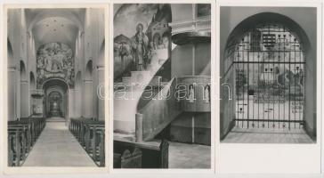 Deáki, Diakovce; Bencés plébániatemplom, belső freskókkal / church interior with frescos - 8 db régi képeslap / 8 pre-1945 postcards