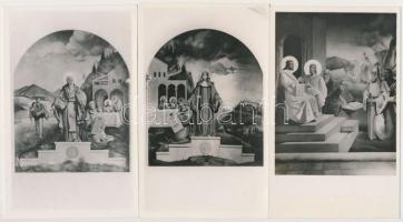 Deáki, Diakovce; Bencés plébániatemplom, belső freskókkal / church interior with frescos - 8 db régi...