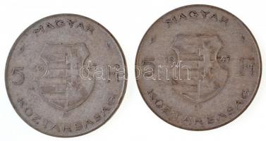 1947. 5Ft Ag "Kossuth" (2x) T:2- patina, ph