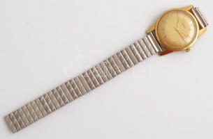 Doxa aranyozott mechanikus, naptárfunkciós karóra. d:34mm, Működő jó  állapotban, sérült modern fém ...