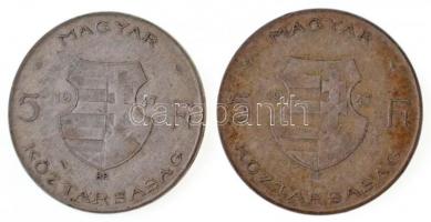 1947. 5Ft Ag "Kossuth" (2x) T:2- patina