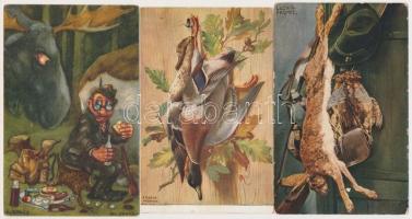 5 db RÉGI vadász képeslap / 50 pre-1945 hunting postcards