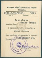 1963 Szolgálati érdemérem eredeti dobozban igazolvánnyal és adományozó oklevéllel