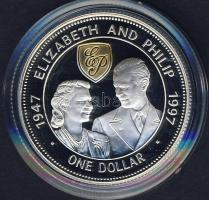Barbados 1997. 1$ Ag "Erzsébet és Fülöp-aranylakodalom" T:PP