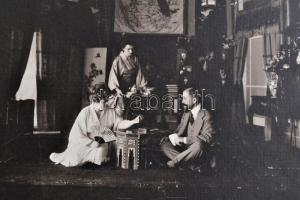 1916 Konstantinápoly, Pillangó Kisasszony, 11 db, fotó kartonra kasírozva, aranyozott szecessziós ki...