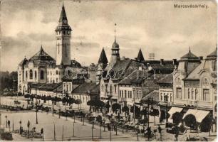 1916 Marosvásárhely, Targu Mures; Városháza, üzletek. Kiadja Porjes S. Sándor / town hall, shops (szakadás / tear)