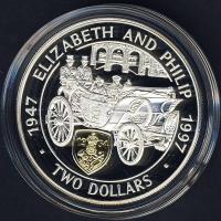 Kajmán szigetek 1997. 2$ Ag "Aranylakodalom" T:PP