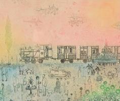 Gross Arnold (1929-2015): Beszélgetés a barátságról. Offset, papír,jelzett, üvegezett keretben, 39×6...