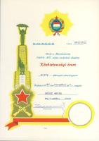 1987 Közbiztonsági érem arany fokozata igazolvánnyal és adományozó oklevéllel