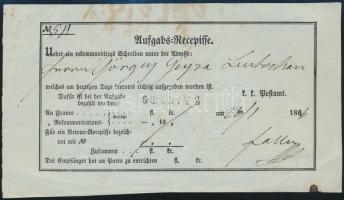 1866 Gölnicből (Felvidék) Lőcsére (Leutschau) feladott ajánlott levél feladóvevénye kitöltve