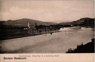 Munkács, Mukacheve, Mukacevo; Csernekhegy, Oroszvég és a Latorca folyó. "Pannonia" kiadása / Latorica riverside, Chernecha Hora mountain, Rosvigovo