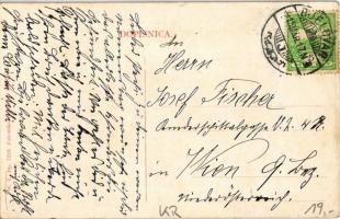 1915 Belovár, Bjelovar; Zagrebacka ulica / utcakép, üzletek, templom. W. L. Bp. 7223. / street view,...