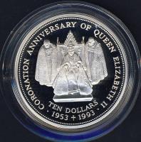 Fiji szigetek 1993. 10$ Ag "Erzsébet-40. koronázási évforduló" T:PP Csak 10.000db!