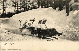 Bobsleigh / Winter sport, bobsled, sledding people. Engadin Press Co. 551.