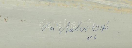 Vágfalvi Ottó (1925-2015) : Szürke tél. Olaj, farost, jelzett, keretben, 44×79 cm