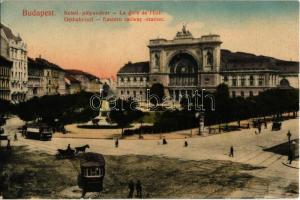 Budapest VII. Keleti pályaudvar, Baross szobor, villamosok