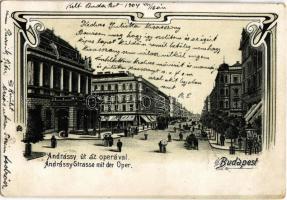 1904 Budapest VI. Andrássy út az Operával. Art Nouveau, litho (EK)