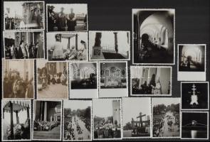 1938 Eredeti fotók a XXXIV. Nemzetközi Eucharisztikus Kongresszus helyszíneiről és eseményeiről, 20 db, 8,5×6 és 11,5×8,5 cm