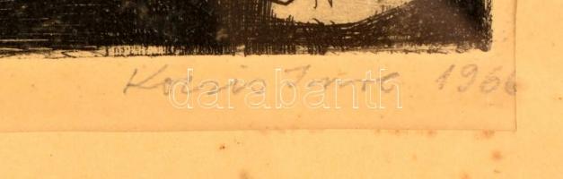 Kocsis Imre (1940-): Csönd. Rézkarc, papír, foltos, jelzett, üvegezett keretben, 25×27 cm