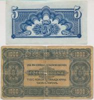 Vegyes: 1923. 1000K "Magyar Pénzjegynyomda R.t. Budapest" nyomdahely jelöléssel + Csehszlo...