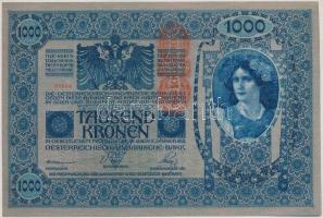 1902. 1000K piros Deutschösterreich felülbélyegzéssel, mindkét oldala német T:I-